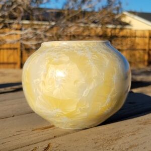 Crystalline Glaze Art Pottery Yellow Vase 4.5" x 6" Carol Sphar Virginia